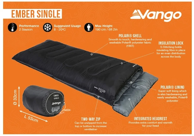 Vango Ember Slaapzak - Zwart - Afbeelding 4
