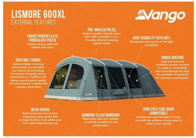 Vango Lismore 600XL Tunneltent - 5 Persoons - Groen - Afbeelding 4