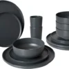 Bo-Camp Patom Melamine Serviesset - 16-delig - Antraciet